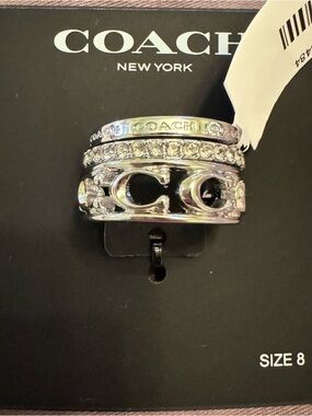 NEW NWT Coach Silver Ring Three Stack SIZE 8 Viral Jewelry